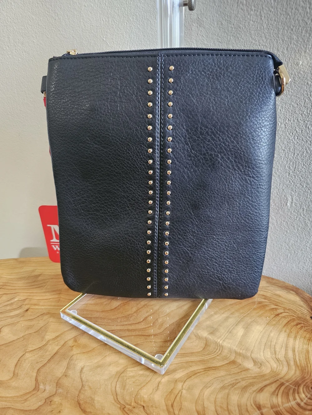Montana West Black Crossbody with Gold Stud Trim